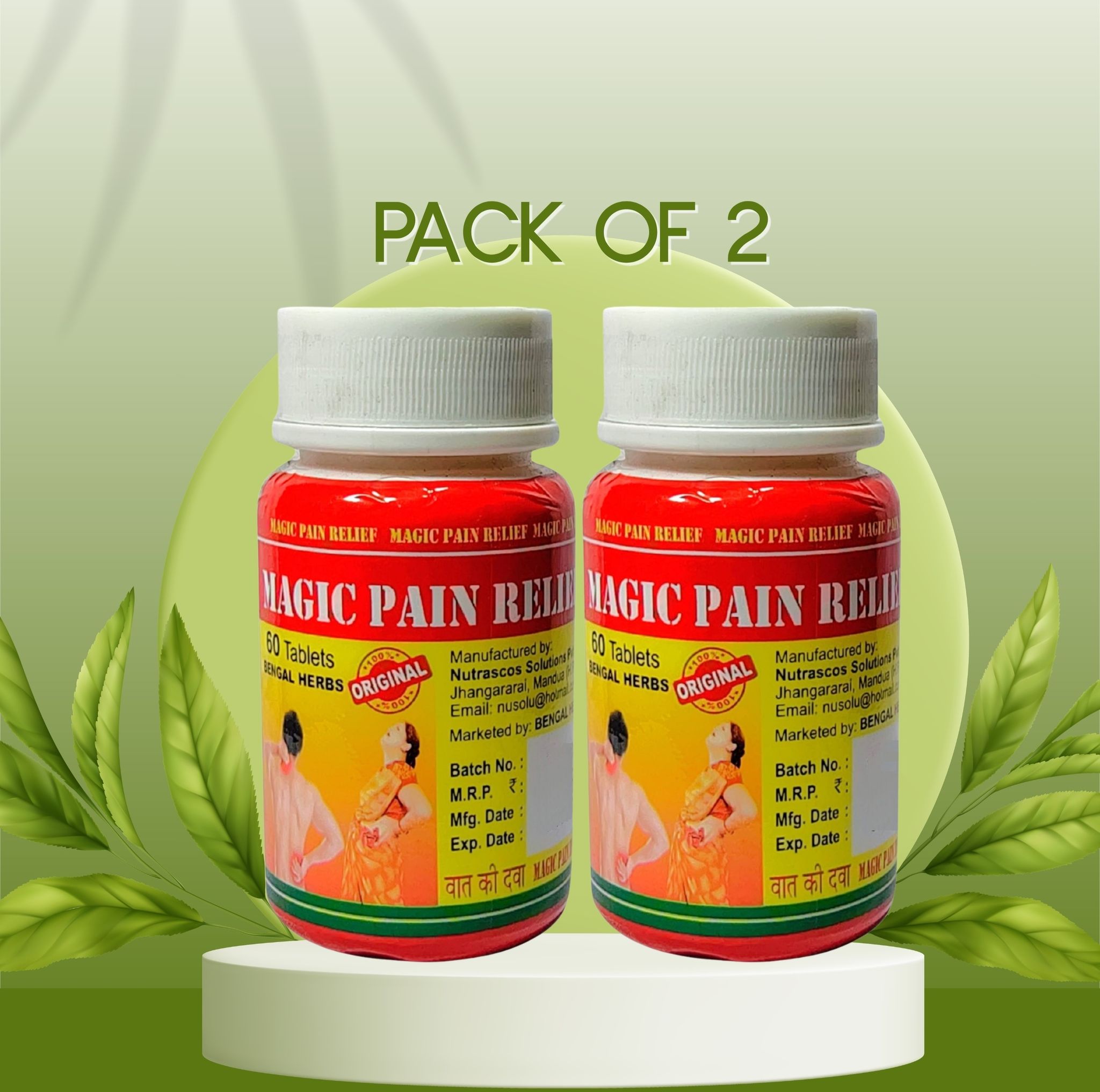 Magic Pain Relief | Pack Of 2 | Supports, Low Back Pain, Ankylosing, 100 Tablets.