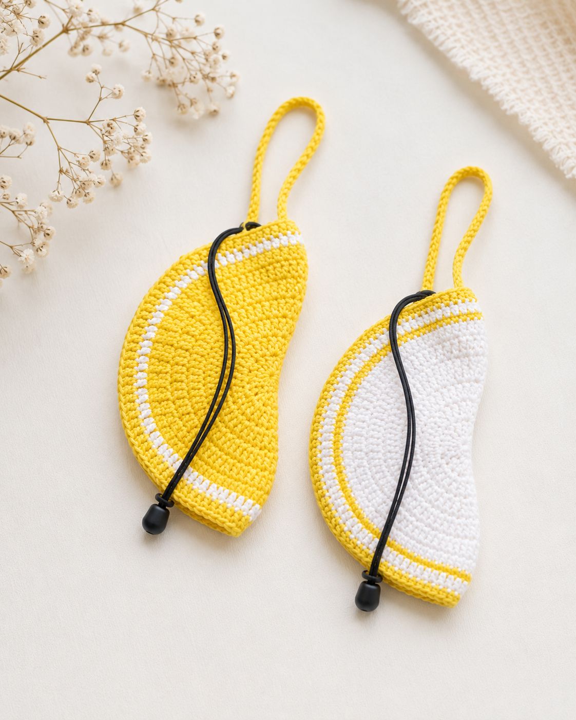 Handmade Crochet Sunglasses Pouch – Yellow & White