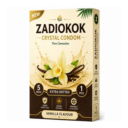 Zadiokok 5 Inch Crystal Dotted Condom Extra Dotted Vanilla Flavour, Reusable & Comfortable Fit (1 Pcs Set)