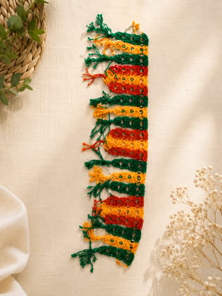 Handcrafted Multi-color Crochet Toran Decorative Trim with Tassels Handcrafted Multi-color Crochet Toran Decorative Trim with Tassels