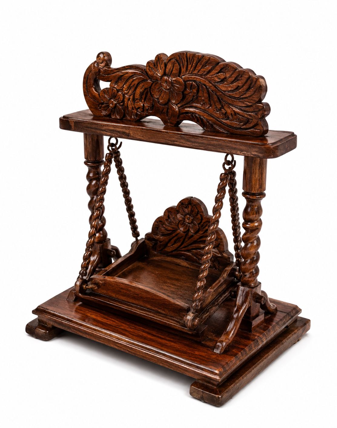 Peacock Carved Wooden Laddu Gopal Jhula