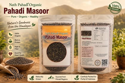 Nath Pahadi Organic Pahadi Masoor (Black Lentils) | 100% Natural & Organic | Protein & Fiber Rich | Himalayan Whole Masoor Dal | Chemical-Free | 100 g
