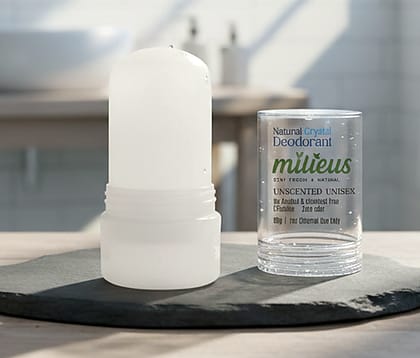 milieus Natural Crystal Deodorant ROLL-ON | Unisex | Odour Control |100% pure mineral salt milieus Natural Crystal Deodorant ROLL-ON | Unisex | Odour Control |100% pure mineral salt