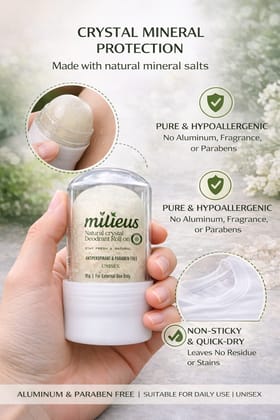 Milieus premium Natural Roll-On |Eco-Friendly, Zero-Waste Deodorant & Skin Care |Non- Sticky |24hr Odor Control | UNSCENTED | Used Upto 1000 times Milieus premium Natural Roll-On |Eco-Friendly, Zero-Waste Deodorant & Skin Care |Non- Sticky |24hr Odor Control | UNSCENTED | Used Upto 1000 times