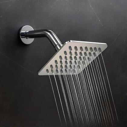 Colva (4x4 Inches) 304- Grade Stainless Steel Chrome Finish Overhead Shower With Arm (9 Inch)