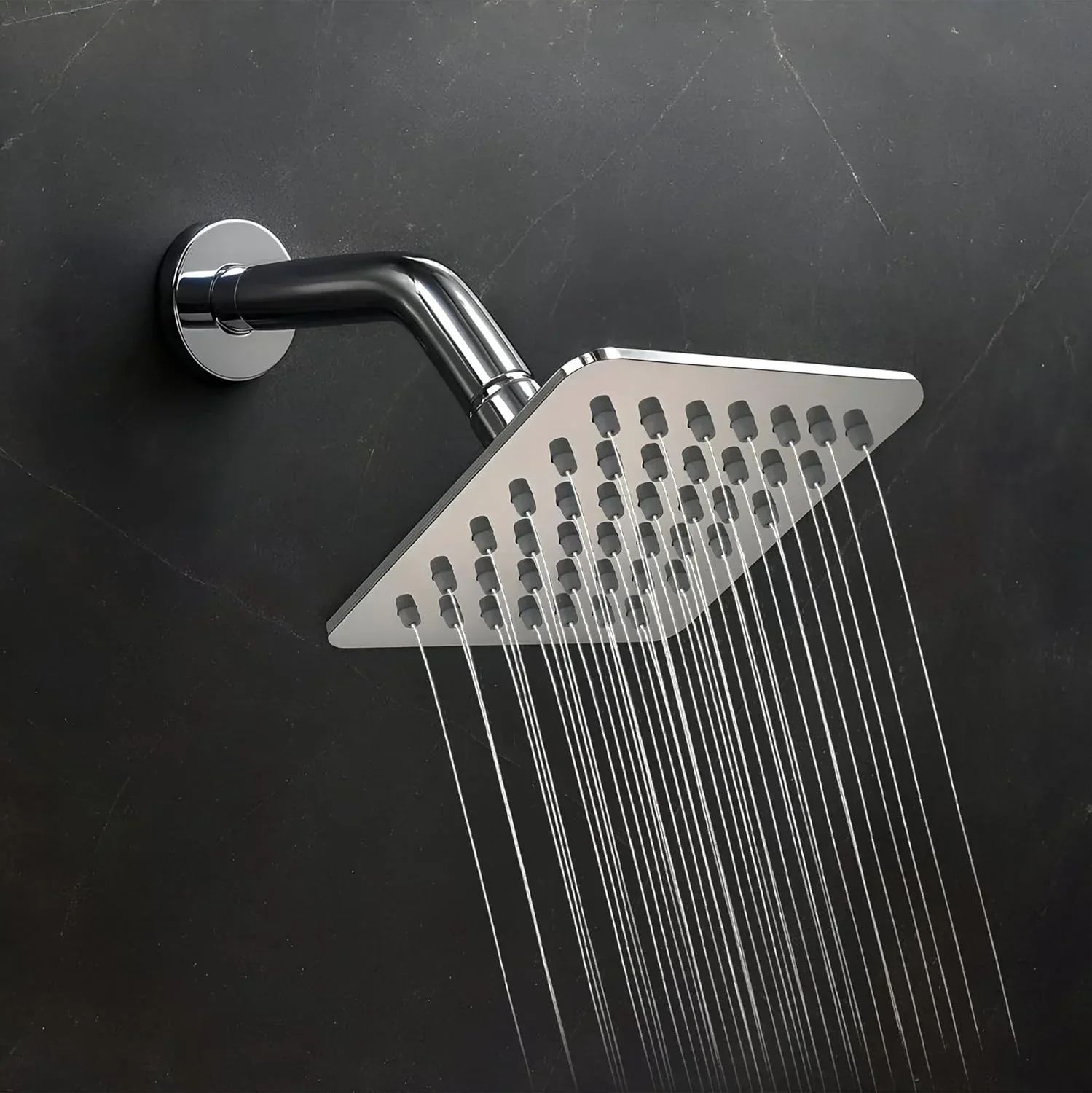 Colva (4x4 Inches) 304- Grade Stainless Steel Chrome Finish Overhead Shower With Arm (9 Inch)