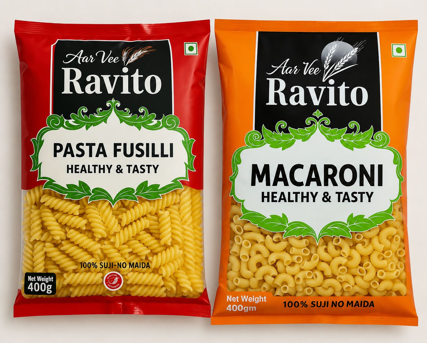 Aarvee Ravito Fusilli & Macaroni ( Pack of 2,800g)