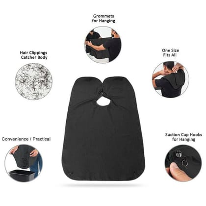 DHRUVINSRI Beard Grooming Apron – Black Hair Clippings Catcher Bib for a Neat and Clean Shaving Experience DHRUVINSRI Beard Grooming Apron – Black Hair Clippings Catcher Bib for a Neat and Clean Shaving Experience