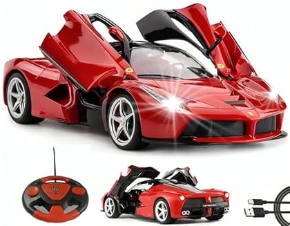 Big Size Rechargeable Racing Car with Remote Control Sports Car with Openable Doors High Performance Rc Car with Led Lights for Kids