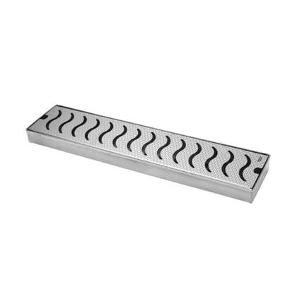 Wave (18 x 4 Inches) Honeycomb Shower Drain Channel With Side Hole AISI 304 Stainless Steel Wave (18 x 4 Inches) Honeycomb Shower Drain Channel With Side Hole AISI 304 Stainless Steel