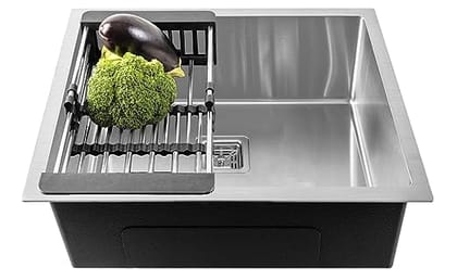 Classic silver Handmade  (22 x 18 x 9) Stainless Steel Single Bowl Kitchen Sink