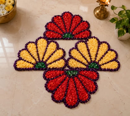 Handmade Floral Fabric Rangoli Mat