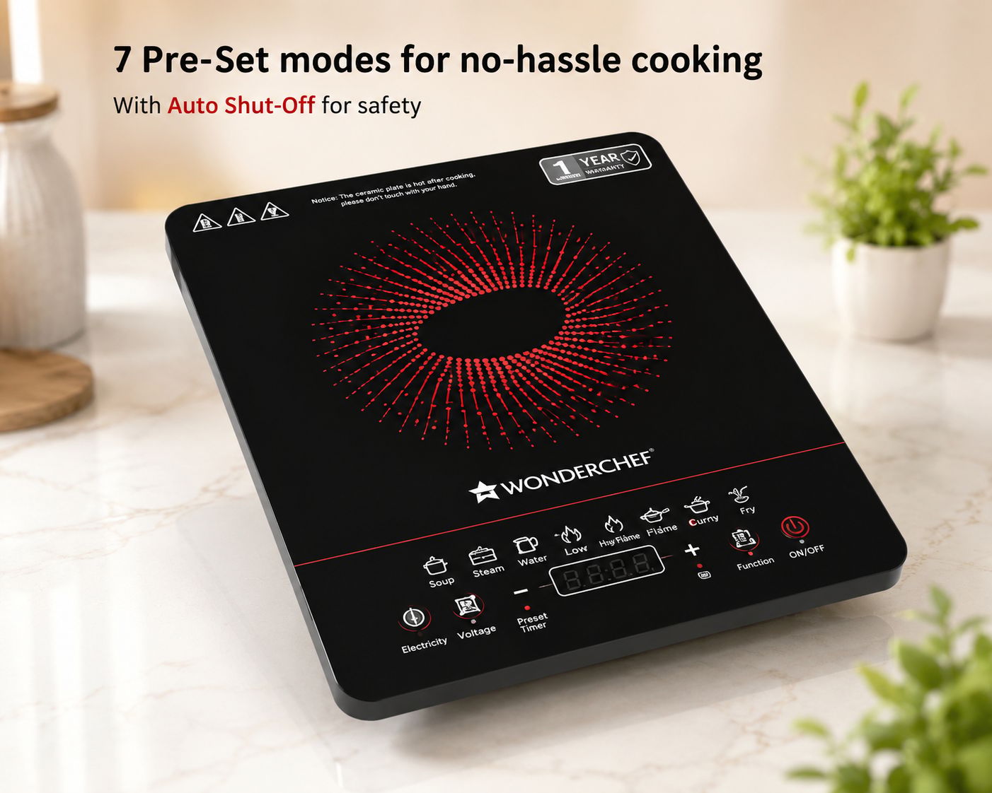 Wonderchef Portable Induction Cooktop with 7 Pre-Set Modes