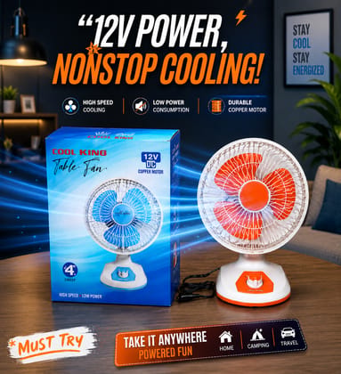 COOL KING 12V DC Portable Table Fan with Copper Motor COOL KING 12V DC Portable Table Fan with Copper Motor