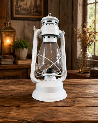 Vintage White Hurricane Lantern – Classic Decorative & Emergency Kerosene Lantern Vintage White Hurricane Lantern – Classic Decorative & Emergency Kerosene Lantern