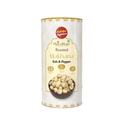 SpiceRaga Roasted Flavoured Salt & Pepper Makhana | 77g | Healthy Namkeen Snack | Fox Nuts (Makhana) | High Protein | Low Calorie | No Palm Oil