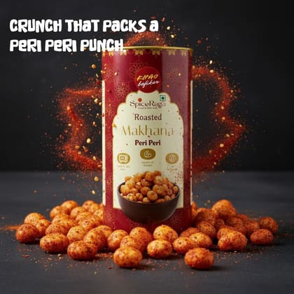SpiceRaga Roasted Flavoured Peri Peri Makhana | 77g | Healthy Namkeen Snack | Fox Nuts (Makhana) | High Protein | Low Calorie | No Palm Oil