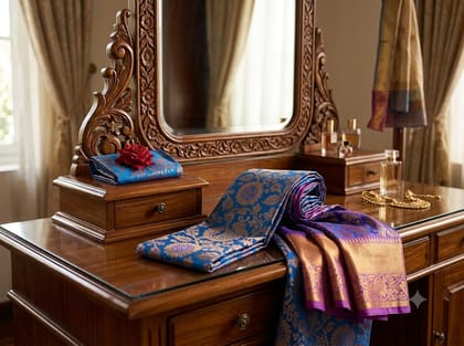 Handloom Kanchipuram Silk Saree - Purple with Fuchsia Zari Border