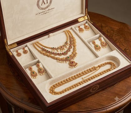 Kundan & Multi-Color Stone Traditional Gold-Plated Bridal Jewellery Set Kundan & Multi-Color Stone Traditional Gold-Plated Bridal Jewellery Set