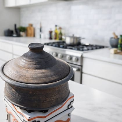 Handcrafted Terracotta Clay Pot with Lid - Rustic Decorative Storage