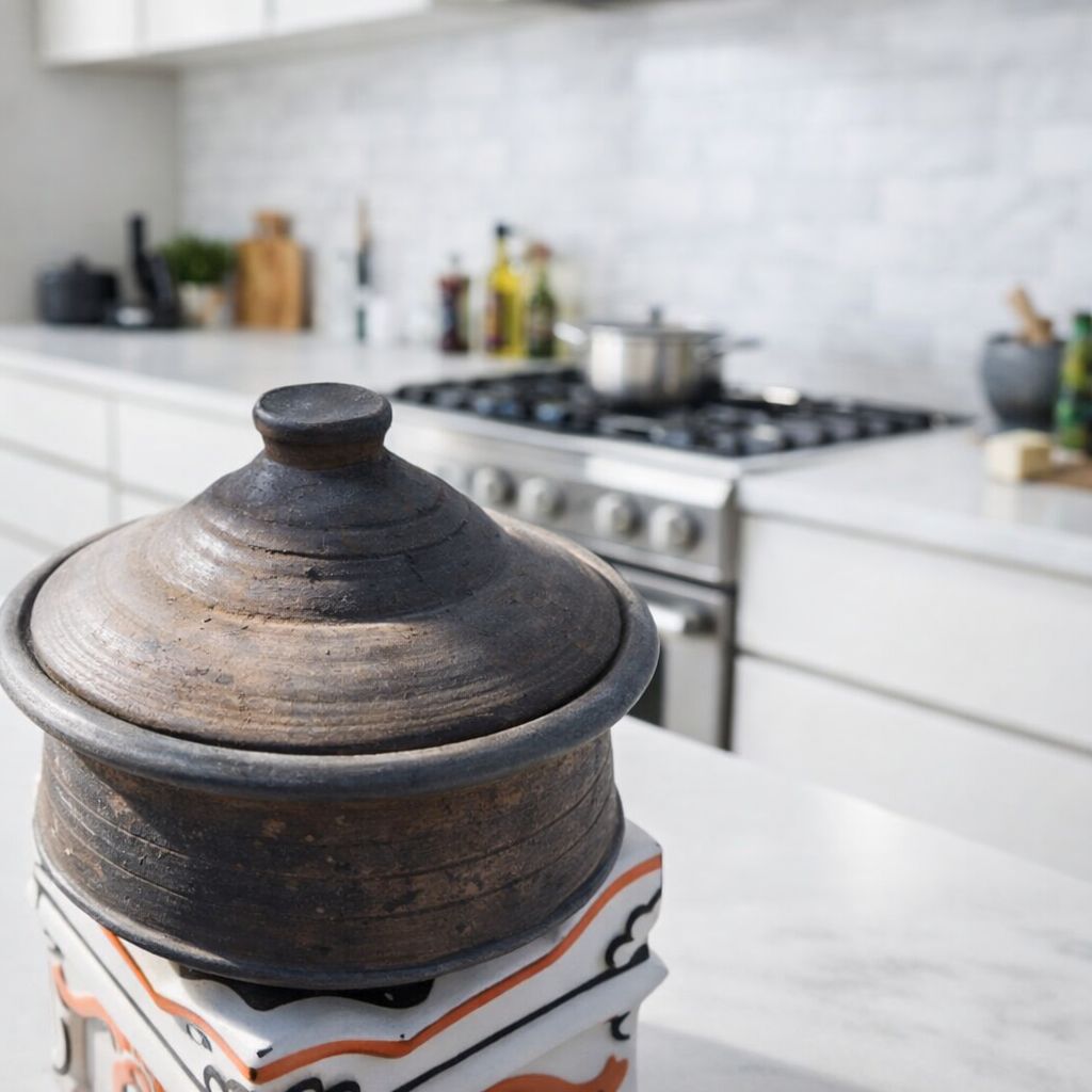Handcrafted Terracotta Clay Pot with Lid - Rustic Decorative Storage