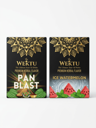 WEKTU Premium Herbal Hookah Flavor Combo Pack - Pan Blast & Ice Watermelon (2 x 50g) | 100% Tobacco & Nicotine Free Shisha Molasses