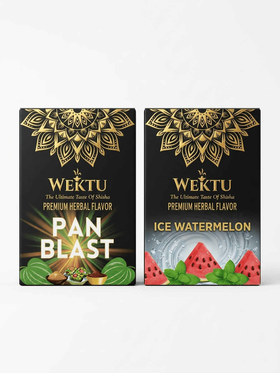 WEKTU Premium Herbal Hookah Flavor Combo Pack - Pan Blast & Ice Watermelon (2 x 50g) | 100% Tobacco & Nicotine Free Shisha Molasses