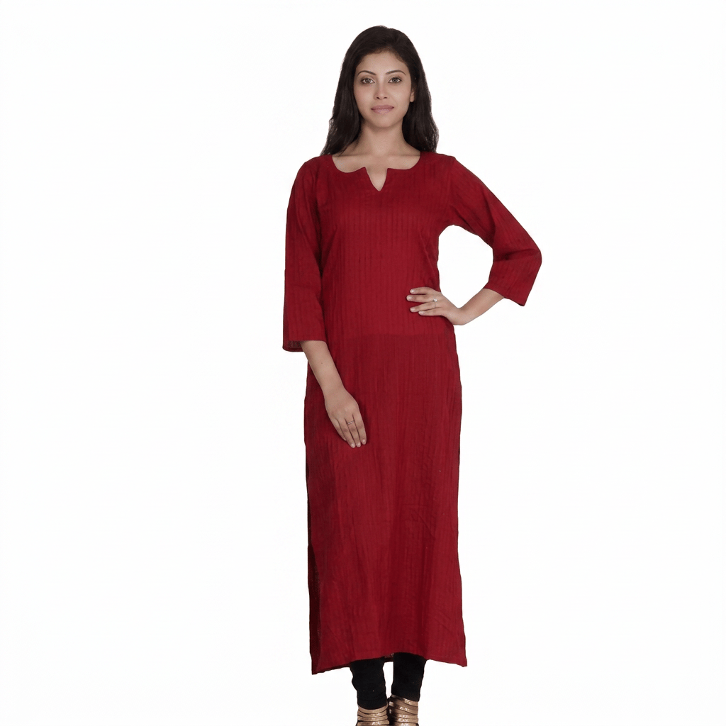 Women Maroon Pure Cotton Kurti