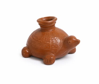 Handcrafted Terracotta Turtle Shaped Decorative Vessel