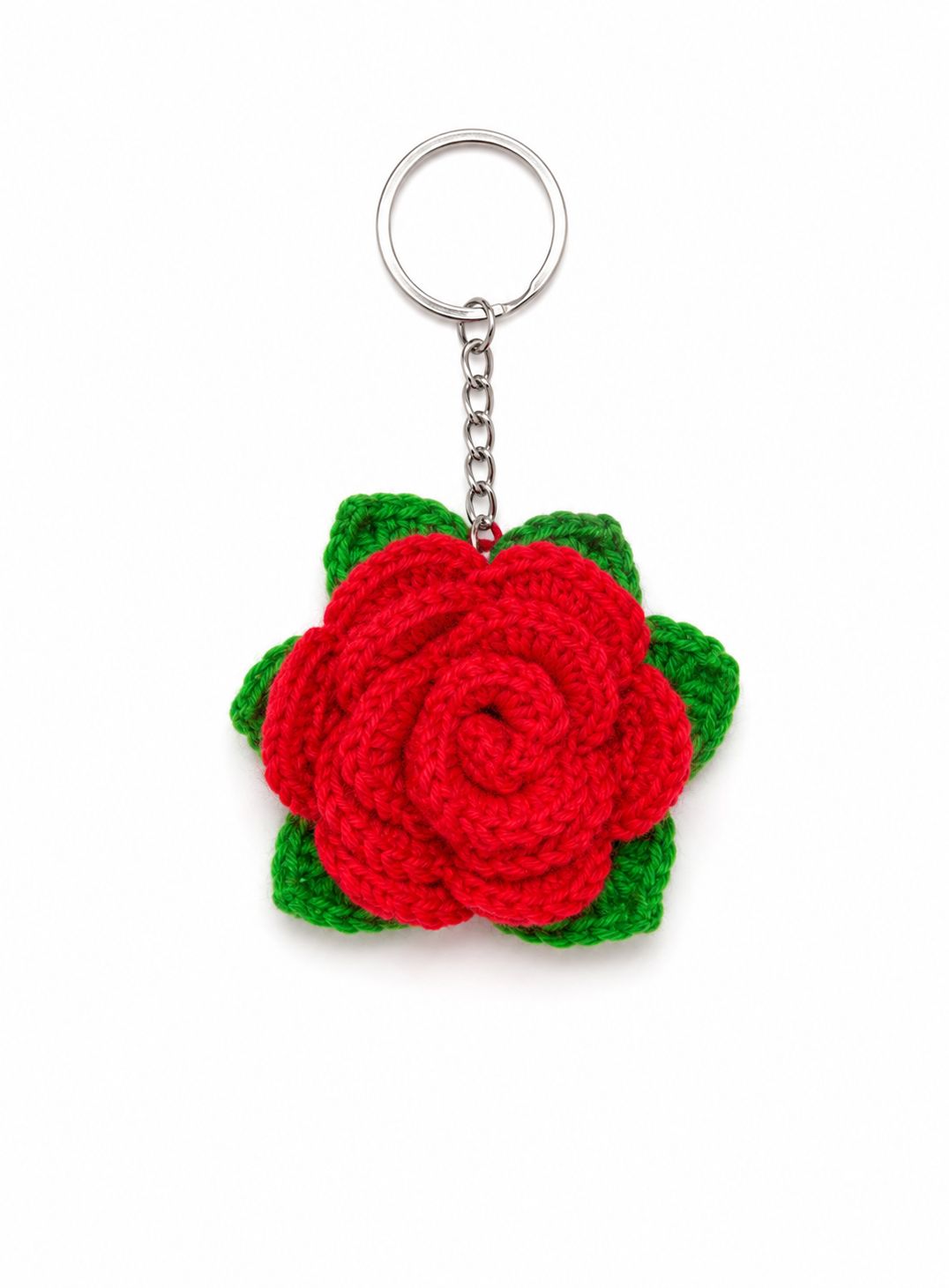 Handmade Crochet Rose Keychain – Floral Bag Charm