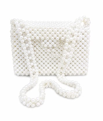 Handmade Faux Pearl Beaded Shoulder Bag for Women Handmade Faux Pearl Beaded Shoulder Bag for Women
