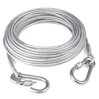 Stainless Steel Wire Rope Clothesline with Heavy Duty Carabiner Hooks | Multipurpose Hanging Cable for Clothes Drying, Balcony, Travel, Camping & Outdoor Use (Original) 