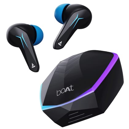 Boat Immortal 121 TWS Earbuds with Beast™ Mode(40ms Low Latency) for Gaming, 40H Playtime, Blazing LEDs, Quad Mics ENx™, Boat Signature Sound, ASAP™ Charge(10 Mins= 180 Mins)(Black)