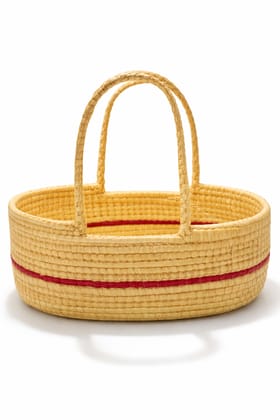 Handwoven Kauna Grass Carry Cot Basket with Red Stripe Handwoven Kauna Grass Carry Cot Basket with Red Stripe