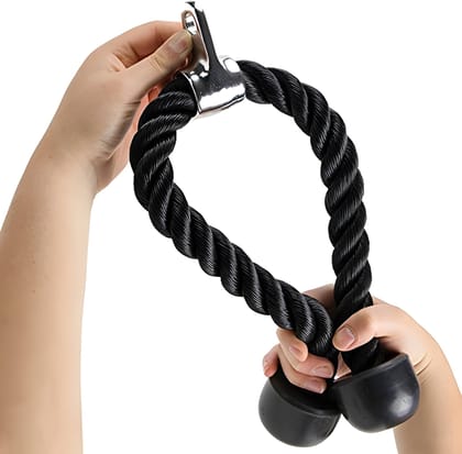 Tricep Rope Cable Attachment with Heavy Duty Steel Hook | Nylon Braided Gym Rope for Tricep Pushdown, Biceps, Lat Pulldown, Strength Training & Home Gym (Original Quality)