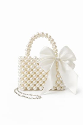 Pearl Beaded Bow Mini Handbag – Elegant Bridal & Party Purse