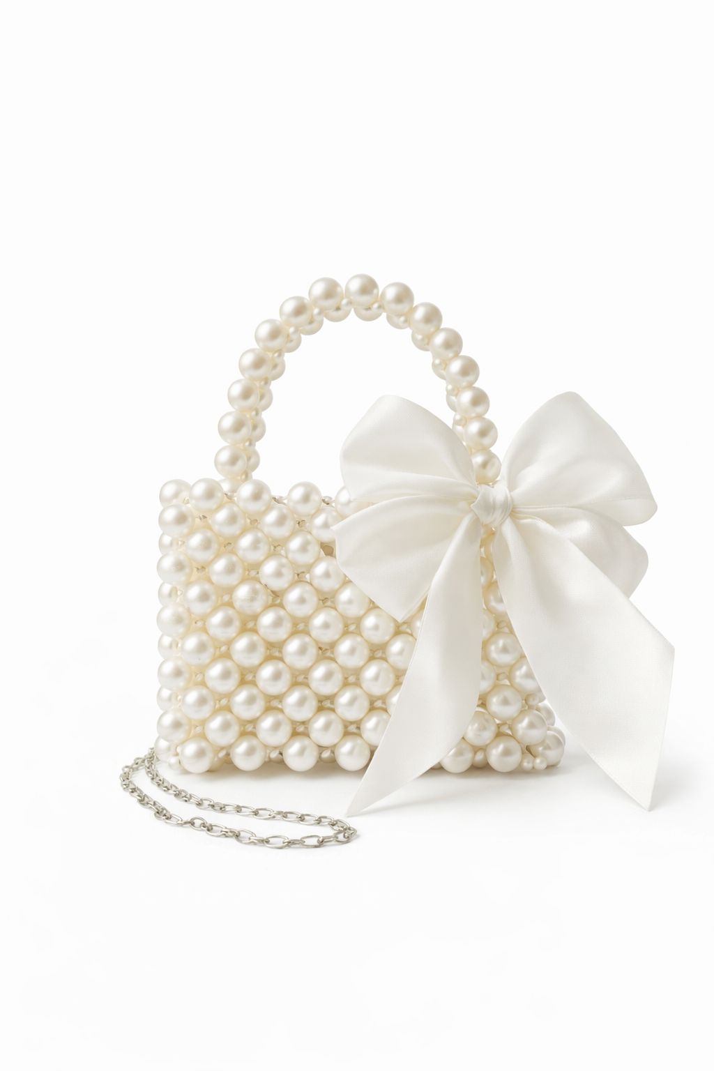 Pearl Beaded Bow Mini Handbag – Elegant Bridal & Party Purse
