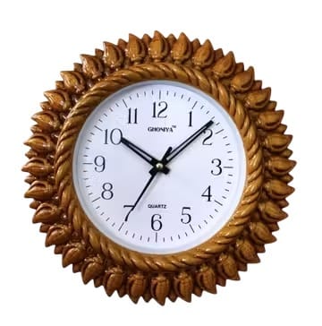 GHONIYA Sunflower Design Potted Decorative Wall Clock (Brown)