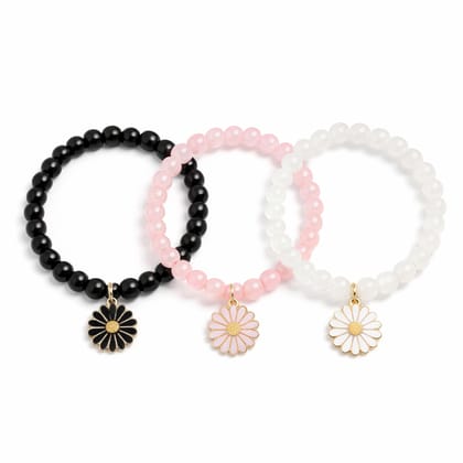 Daisy Charm Beaded Stretch Bracelet