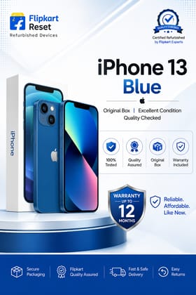 iphone 13 128GB Blue (Refubreshed) BY Flipkart Reset .1 Years Warranty