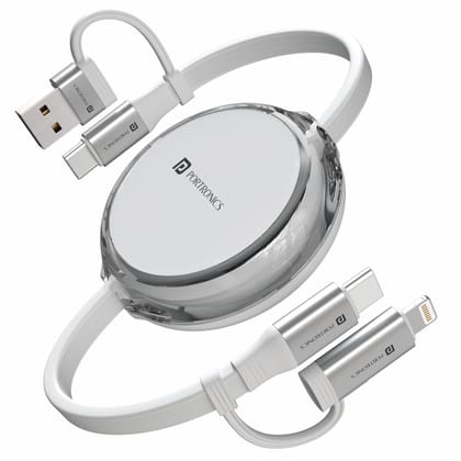 Portronics 60W Quadline 4-In-1 Multifunctional Fast Charging Retractable Cable