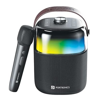 Portronics Dash 4 50W Wireless Bluetooth Party Speaker with Karaoke Mic, Upto 6 Hours Playtime, HD Sound, Bass Boost Technology (Black)