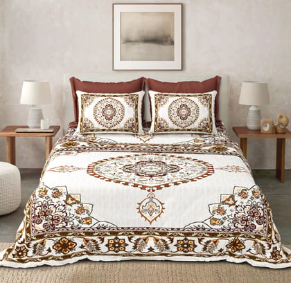 DHRUVINSR Luxury Super King Bed Size Cotton bedsheet with 2 Pillow Covers, Hand Block Floral Print ,274x274 cm,108 * 108 inches, 9*9 ft-Sage Blue