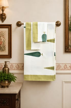 Printed Cotton Towel Set - 3 Pcs