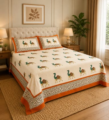 Dhruvinsri Heritage Luxury King Size Bed Bedsheets 90x108 inches with 2 Pillow Casest 18 * 30 inches, Soft- Variation in Red and Orange colors Dhruvinsri Heritage Luxury King Size Bed Bedsheets 90x108 inches with 2 Pillow Casest 18 * 30 inches, Soft- Variation in Red and Orange colors