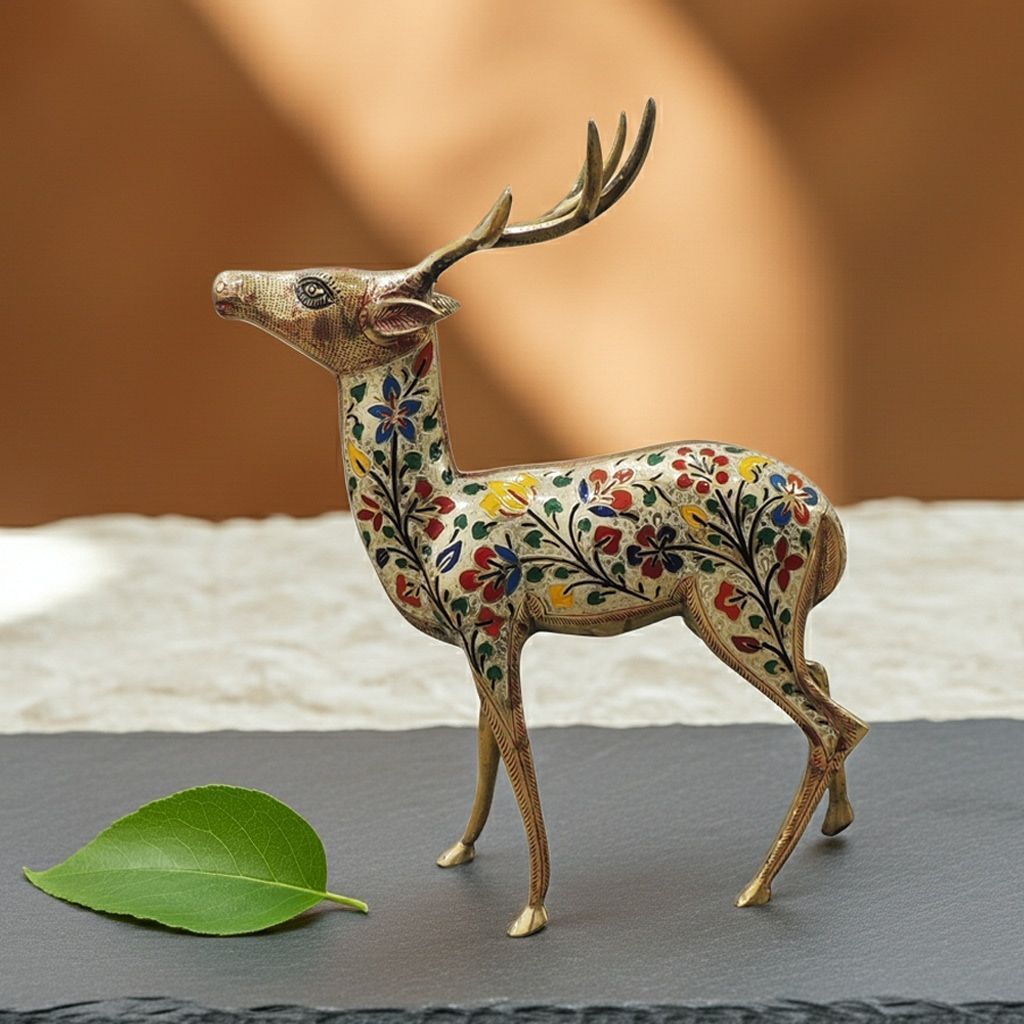 Brass Deer Home Decorative Showpiece Statue for Living Room & Gift Purpose, Height : 26 Inch (ANMAS270 C)