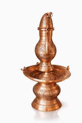 Handcrafted Engraved Copper Kalash with Pedestal Tray – Traditional Pooja Abhishekam Set Handcrafted Engraved Copper Kalash with Pedestal Tray – Traditional Pooja Abhishekam Set