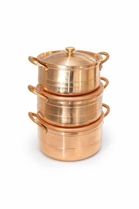 Handcrafted Hammered Pure Copper Serving Kadai with Dual Handles Handcrafted Hammered Pure Copper Serving Kadai with Dual Handles