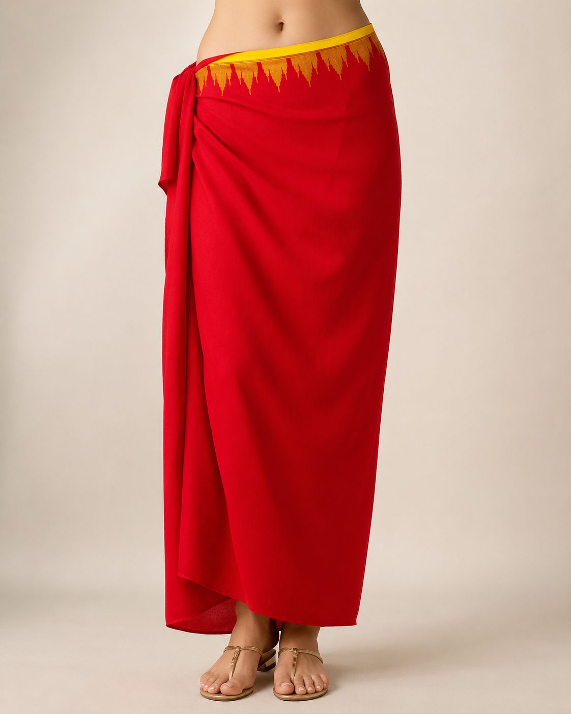 Manipuri Taj Mahal Mekhela Red Wrap Skirt
