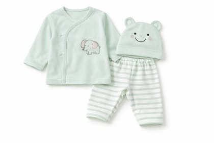 Baby Boys' Elephant Print Cotton Clothing Set with Cap (3-Piece) Baby Boys' Elephant Print Cotton Clothing Set with Cap (3-Piece)